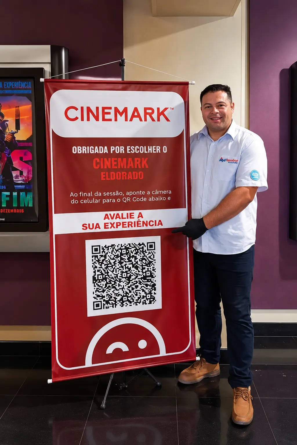 Equipe da Art Cleaner em atendimento no Cinemark Eldorado