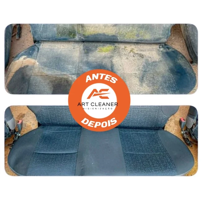 Registro oficial de antes e depois de banco automotivo azul
